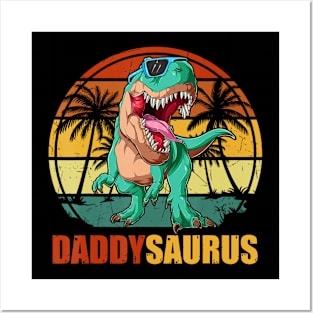 Daddysaurus Rex Dad Matching Dinosaur Birthday Party Posters and Art